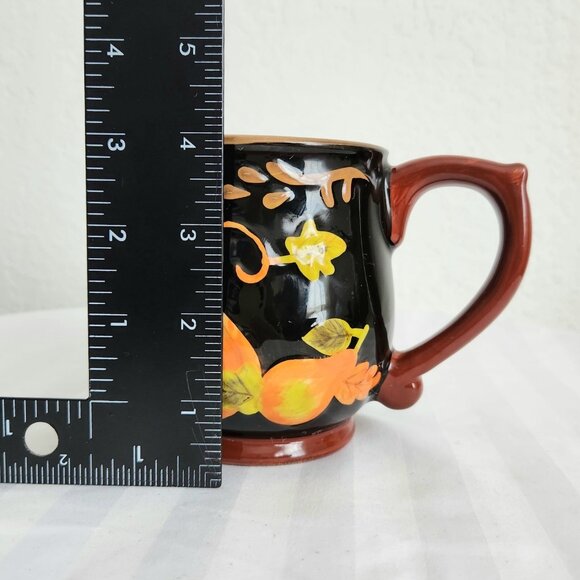 Fall Harvest Ceramic Coffee Mug Cup 3D Autumn Leaves Pumpkin Decor Black Orange - Picture 6 of 6